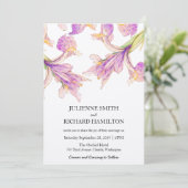 Paarse moderne botanische bruiloft kaart (Staand voorkant)