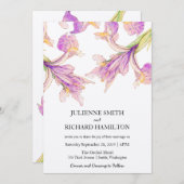 Paarse moderne botanische bruiloft kaart (Voorkant / Achterkant)