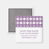 Paarse Moderne Deco sparen de Magnet van de Datum Magneet (Voorkant / Achterkant)