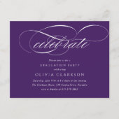 Paarse Moderne Elegante Script Afstudeerfeest Informatiekaartje (Voorkant)
