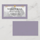 Paarse moderne foto Gold Heart website RSVP Informatiekaartje (Voorkant / Achterkant)