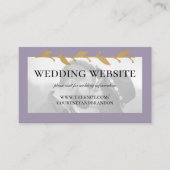 Paarse moderne foto gouden bladeren bruiloft websi informatiekaartje (Voorkant)