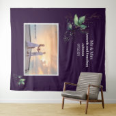 Paarse moderne foto Greenery Wedding Backdrop Wandkleed (In Situ (horizontaal))