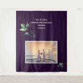 Paarse moderne foto Greenery Wedding Backdrop Wandkleed (Voorkant)