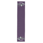 Paarse moderne groene monogram bruiloft medium tafelloper (Voorkant)