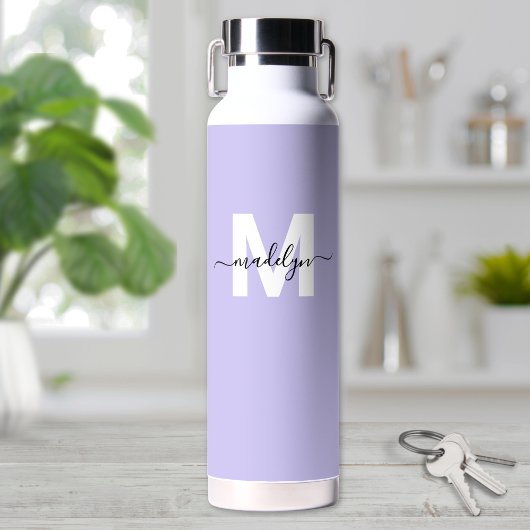 Paarse Moderne Naam Monogram Waterfles