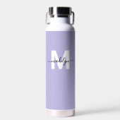 Paarse Moderne Naam Monogram Waterfles (Voorkant)