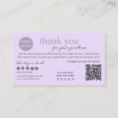 Paarse moderne script QR-code, dank je kaars Visitekaartje (Achterkant)