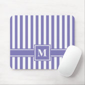 Paarse Moderne Stripe met monogram Muismat (Met muis)