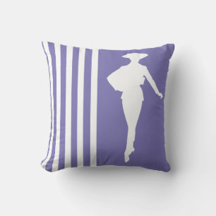 Paarse moderne strips met Mode Silhouette Kussen