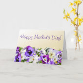 Paarse Moederdag Pansies Kaart (Gele Bloem)