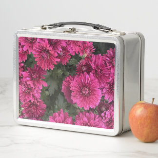 Paarse moeders metalen lunchbox