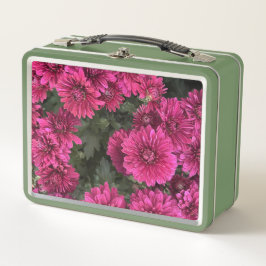Paarse moeders metalen lunchbox