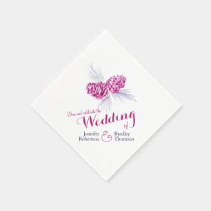 Paarse moerasappelbomen winterbruiloft servet