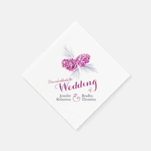 Paarse moerasappelbomen winterbruiloft servet (Hoek)