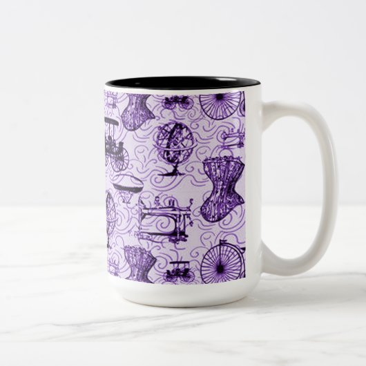 Paarse Mok van Steampunk Pattern Coffee (Rechts)