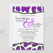 Paarse monarch vlinder bruiloft uitnodiging (Voorkant)