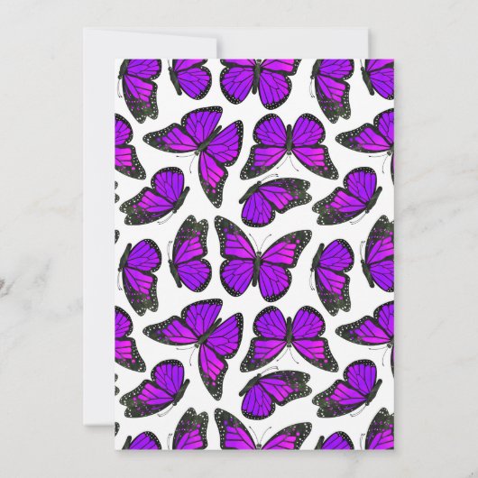 Paarse monarch vlinder bruiloft uitnodiging (Achterkant)