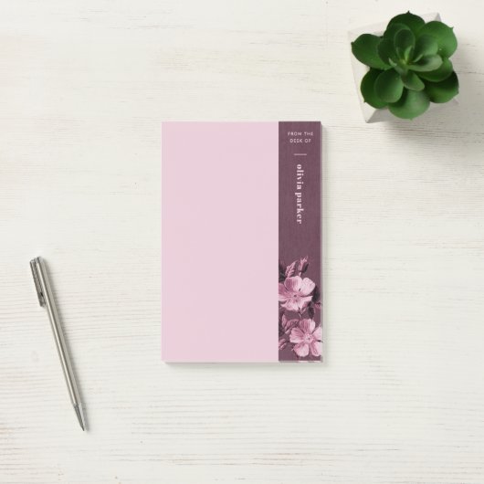 Paarse monochromatische bloemen bloemennotities post-it® notes (Kantoor)