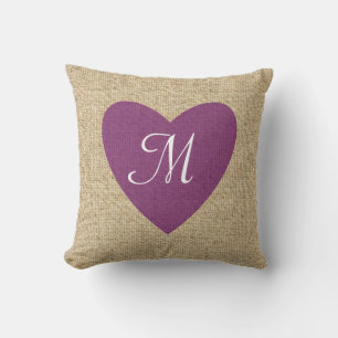  paarse monogram buisje kussen