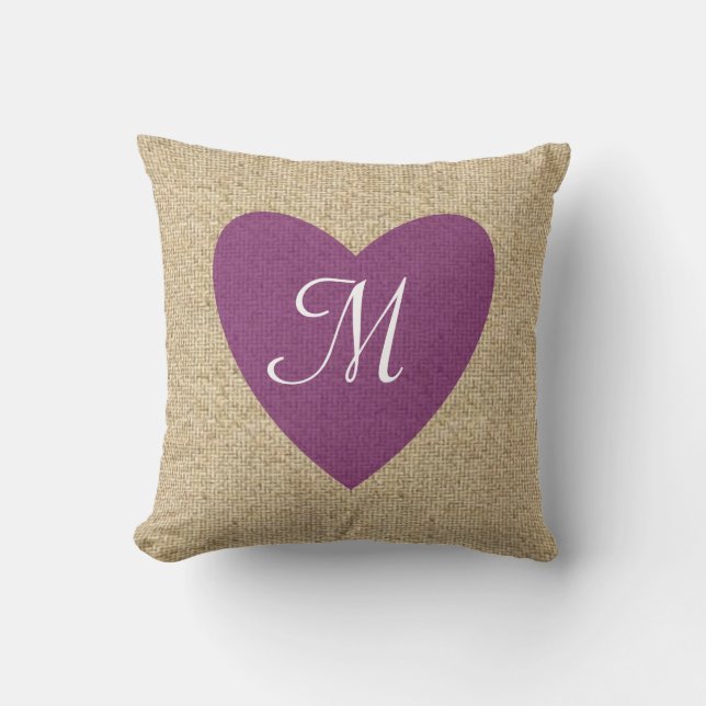  paarse monogram buisje kussen (Voorkant)