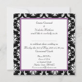 Paarse Monogram Damask Wedding Uitnodiging (Achterkant)