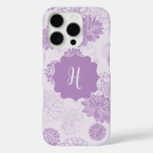 Paarse Monogram Elegante Bloemen Case-Mate iPhone Case (Achterkant)