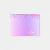 Paarse monogram geborsteld metaal post-it® notes (Voorkant)