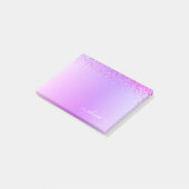 Paarse monogram geborsteld metaal post-it® notes (Schuin)