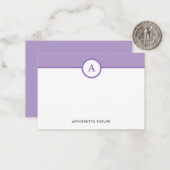 Paarse monogram gepersonaliseerde notitiekaarten notitiekaartje (Voorkant / Achterkant in situ)