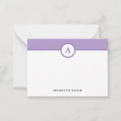 Paarse monogram gepersonaliseerde notitiekaarten notitiekaartje (Voorkant)