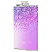 Paarse Monogram Glitter Glamour Meisjesachtig Schr Heupfles (Links)