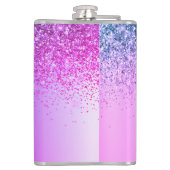 Paarse Monogram Glitter Glamour Meisjesachtig Schr Heupfles (Achterkant)