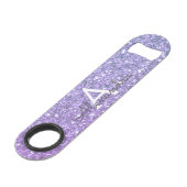 Paarse monogram Glitter & Sparkle Speed Flessenopener (Voorkant Gekanteld)