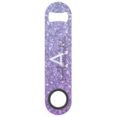 Paarse monogram Glitter & Sparkle Speed Flessenopener (Achterkant)