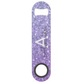 Paarse monogram Glitter & Sparkle Speed Flessenopener (Voorkant)