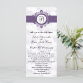 paarse monogram huwelijksprogramma programma (Staand voorkant)