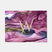 Paarse monogram magenta roze en goudgetijden deurmat (Voorkant)