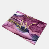 Paarse monogram magenta roze en goudgetijden deurmat (Schuin)