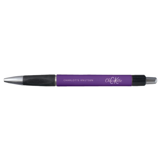 Paarse monogram naam script pen (Voorkant)