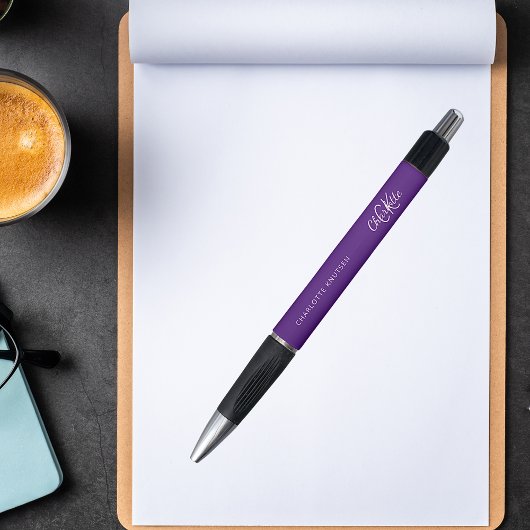 Paarse monogram naam script pen