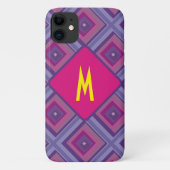 Paarse monogram - roze lavender Diamond Patroonkun Case-Mate iPhone Case (Achterkant)