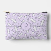 Paarse Monogram Schattigee Cartoon Pad Periode Etui (Voorkant)