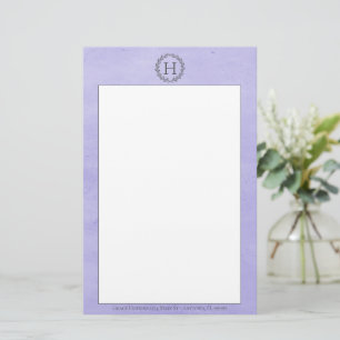 Paarse monogram weeshuis briefpapier