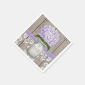 Paarse Monogrammed Hydrangea Mason Jar Servet (Hoek)