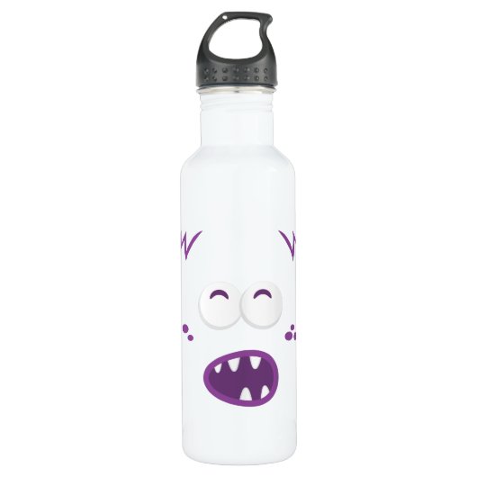 Paarse Monster Face Waterfles (Voorkant)