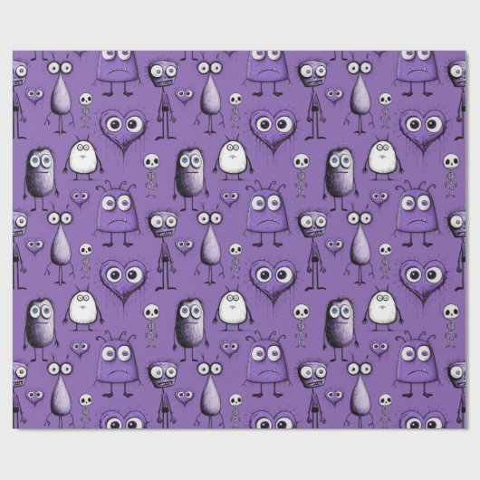 Paarse Monsters Cadeaupapier (Vlak)