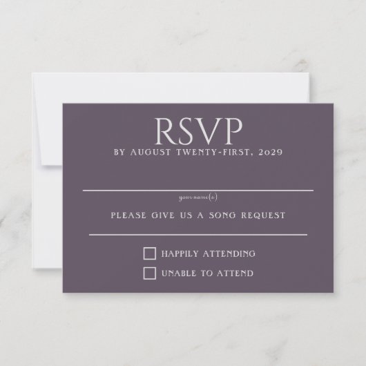 Paarse Moody Floral RSVP Kaartje (Voorkant)