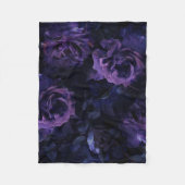 Paarse Moody Rozen Fleece Deken (Voorkant)