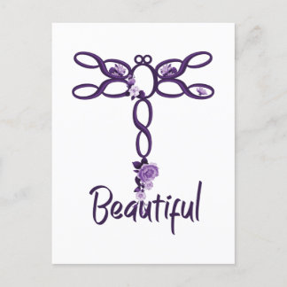 Paarse, mooie dragonfly briefkaart